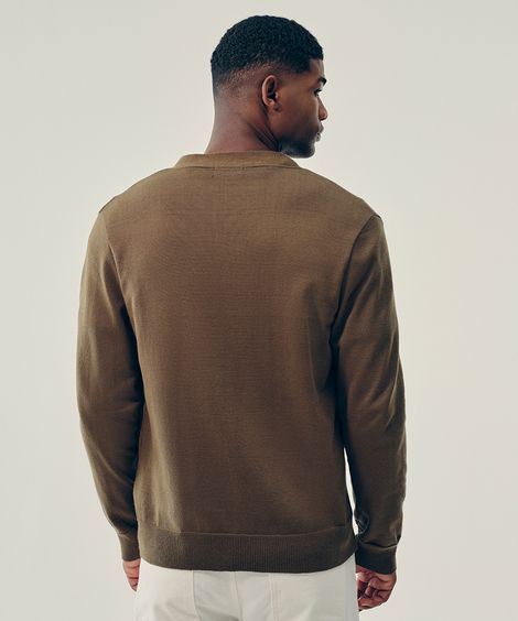 cardigan de tricot gola v verde militar