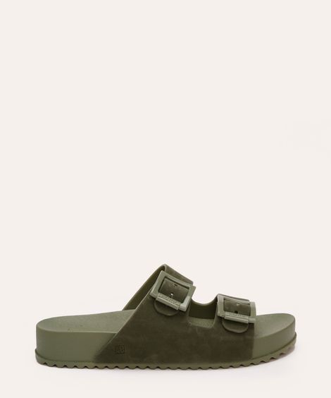 papete feminina zaxy de suede com fivela verde