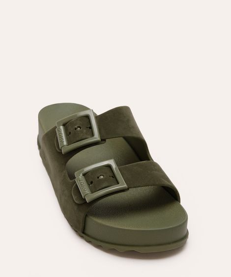 papete feminina zaxy de suede com fivela verde
