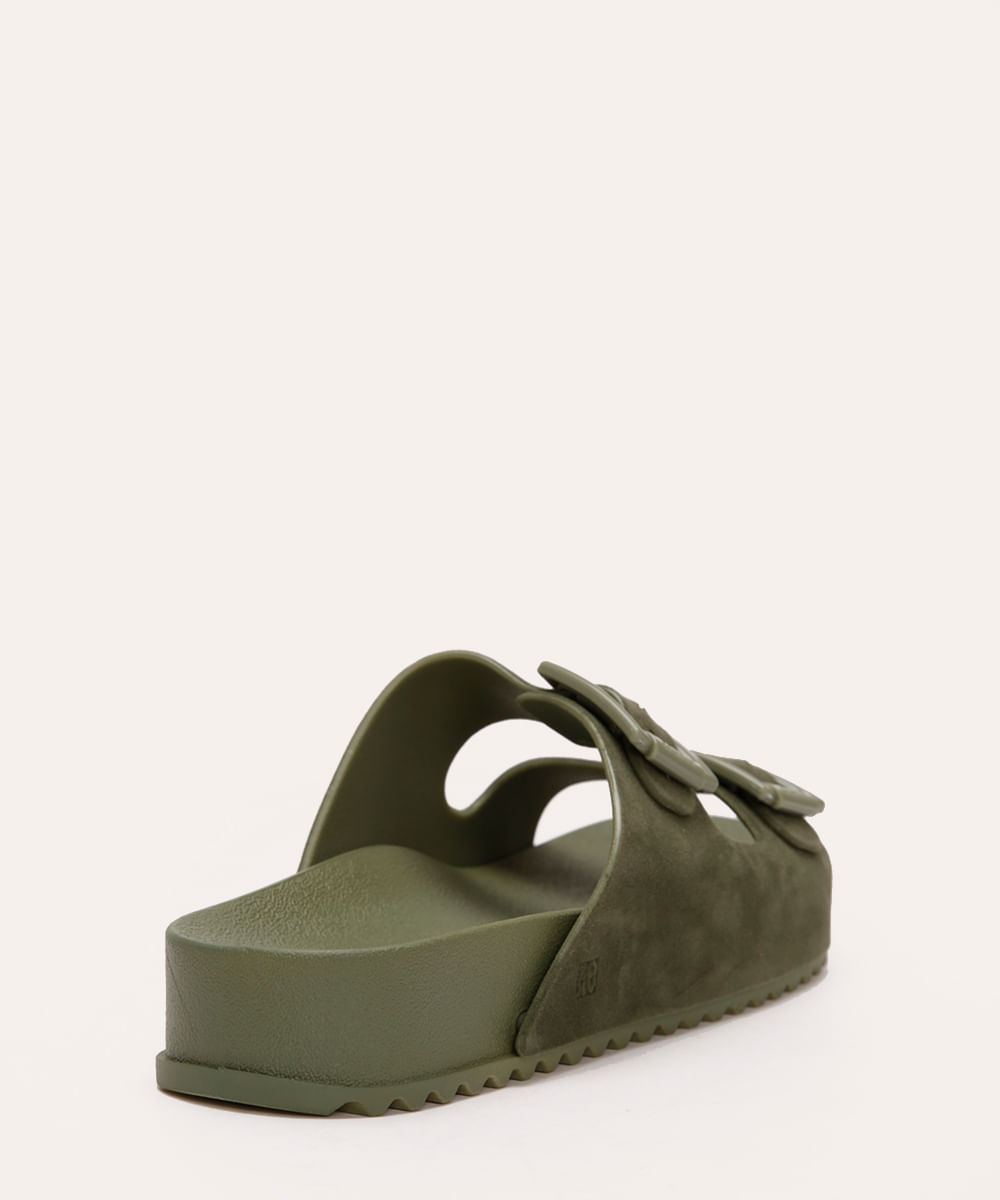 papete feminina zaxy de suede com fivela verde