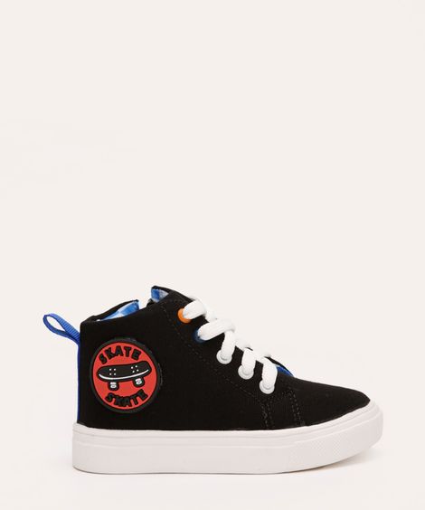 tênis casual infantil cano médio com zíper preto