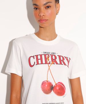 camiseta de algodão cherry mindset off white