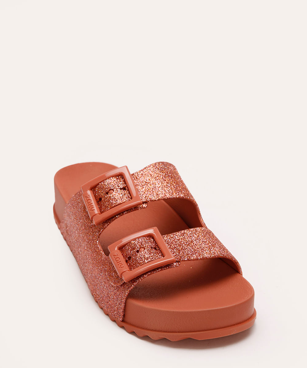 papete feminina zaxy de suede com fivela rosa