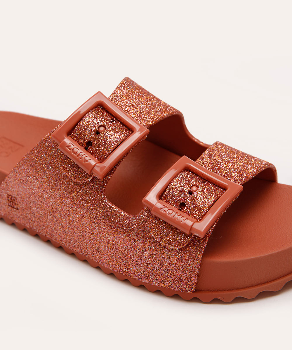papete feminina zaxy de suede com fivela rosa