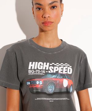 camiseta de algodão high speed mindset cinza