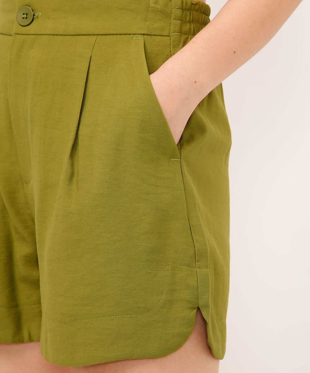 short de viscose cintura alta verde