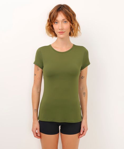 camiseta feminina esportiva ace com recorte manga curta verde