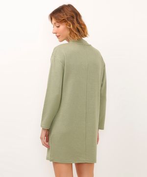 vestido curto de tricot básico gola alta verde