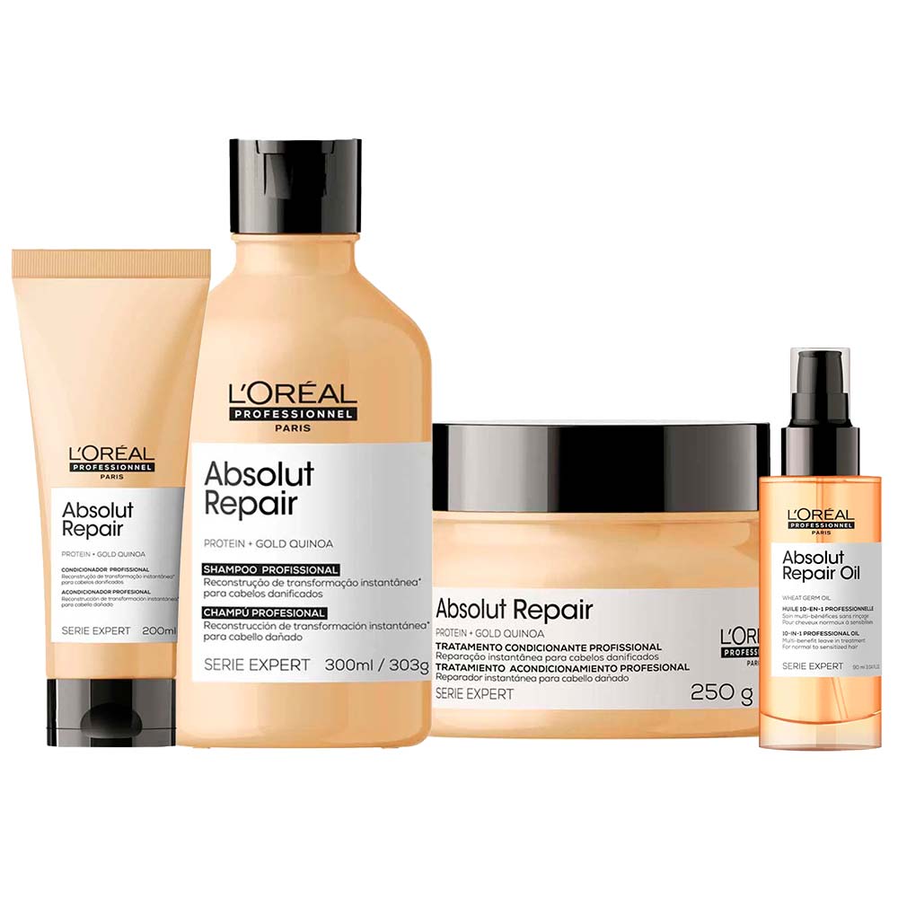LOréal Professionnel Absolut Repair Kit Shampoo + Condicionador + Máscara + Óleo