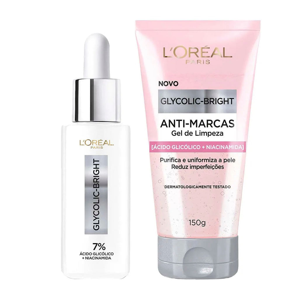 LOréal Paris Glycolic Bright Kit – Gel de Limpeza + Sérum