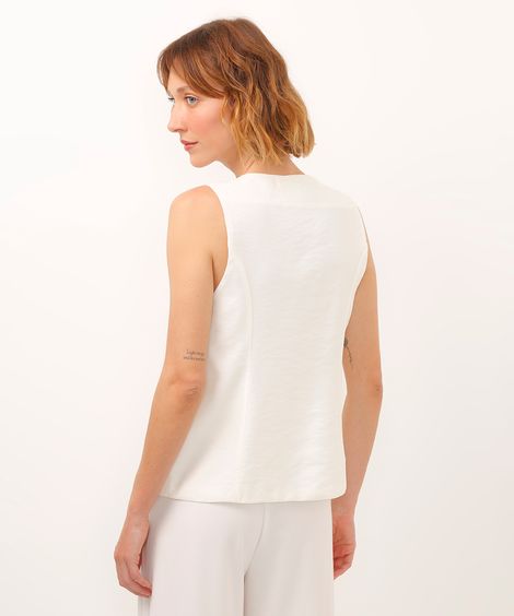 colete alfaiataria alongado botões off white