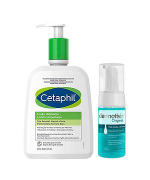 Cetaphil e Dermotivin Kit - Hidratante Corporal para Peles Normais ou Secas + Espuma de Limpeza Facial para Peles Mistas a Oleosas