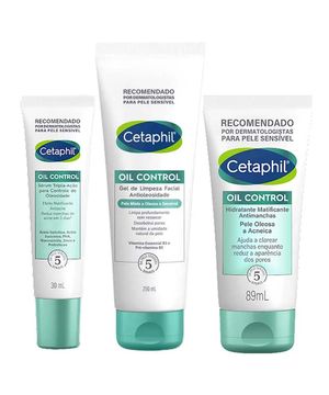 Cetaphil Oil Control Kit - Sérum Facial + Hidratante Facial + Gel de Limpeza Antioleosidade para Peles Mistas a Oleosas e Acneicas