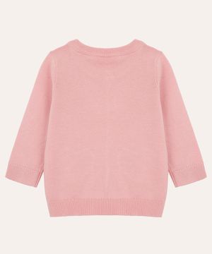 cardigan de tricot infantil com coração rosa