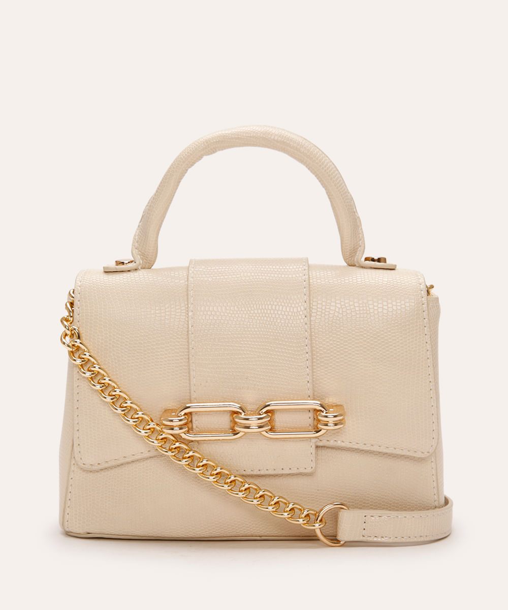 bolsa crossbody com corrente off white