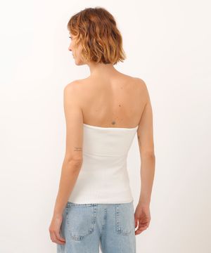 blusa sem alça de tricot  off white