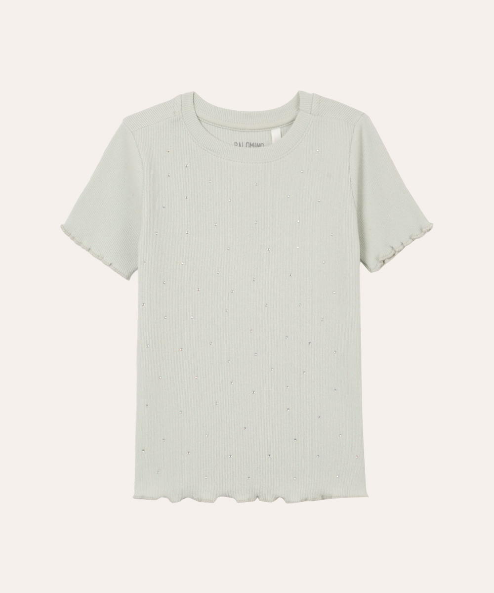 blusa infantil de algodão com brilho manga curta verde