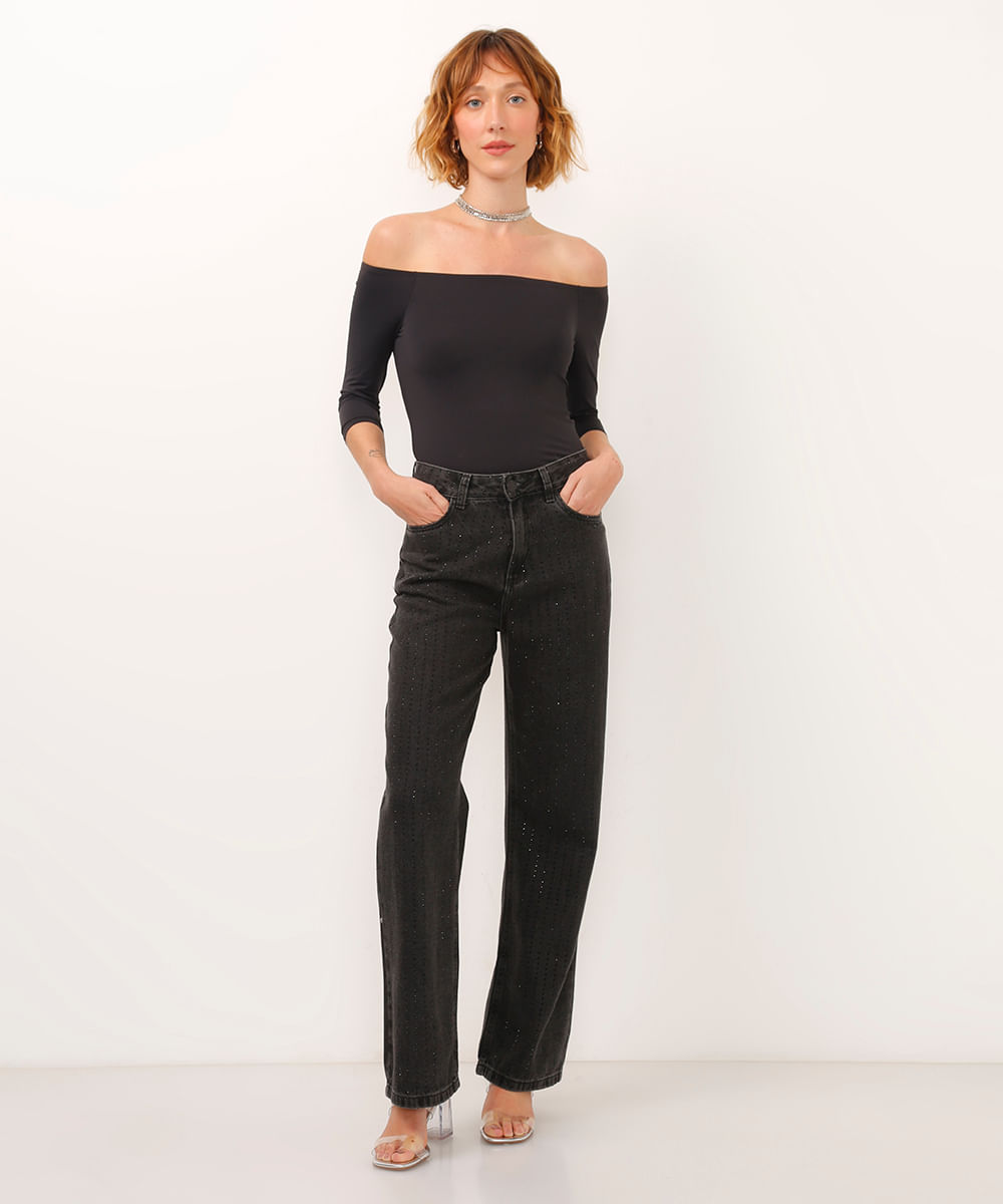 blusa ombro a ombro preta