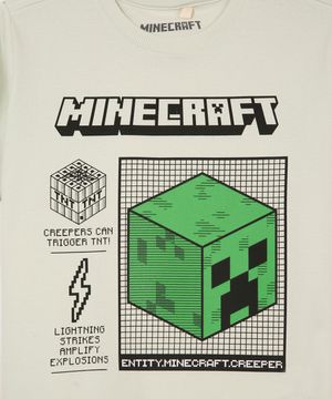 camiseta de algodão infantil minecraft verde