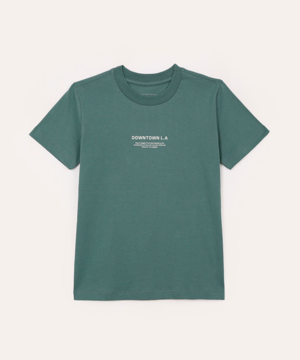 camiseta de algodão infantil downtown verde
