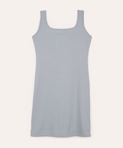 vestido juvenil canelado com brilho azul