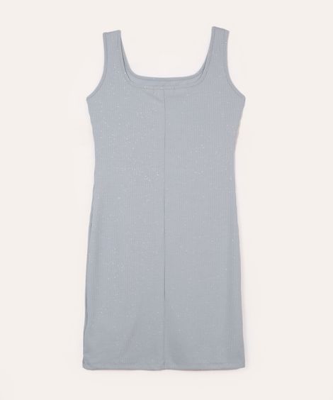 vestido juvenil canelado com brilho azul