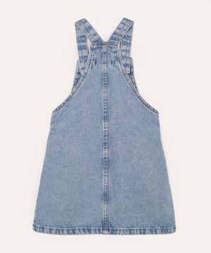 salopete jeans infantil margaridas bordadas azul