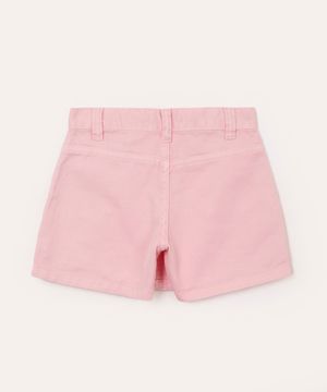 short saia infantil de sarja cargo rosa