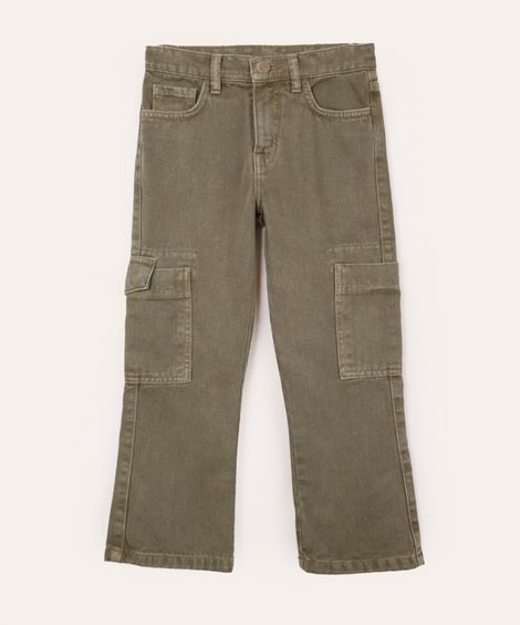 calça cargo de sarja infantil  verde