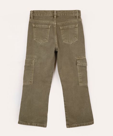 calça cargo de sarja infantil  verde