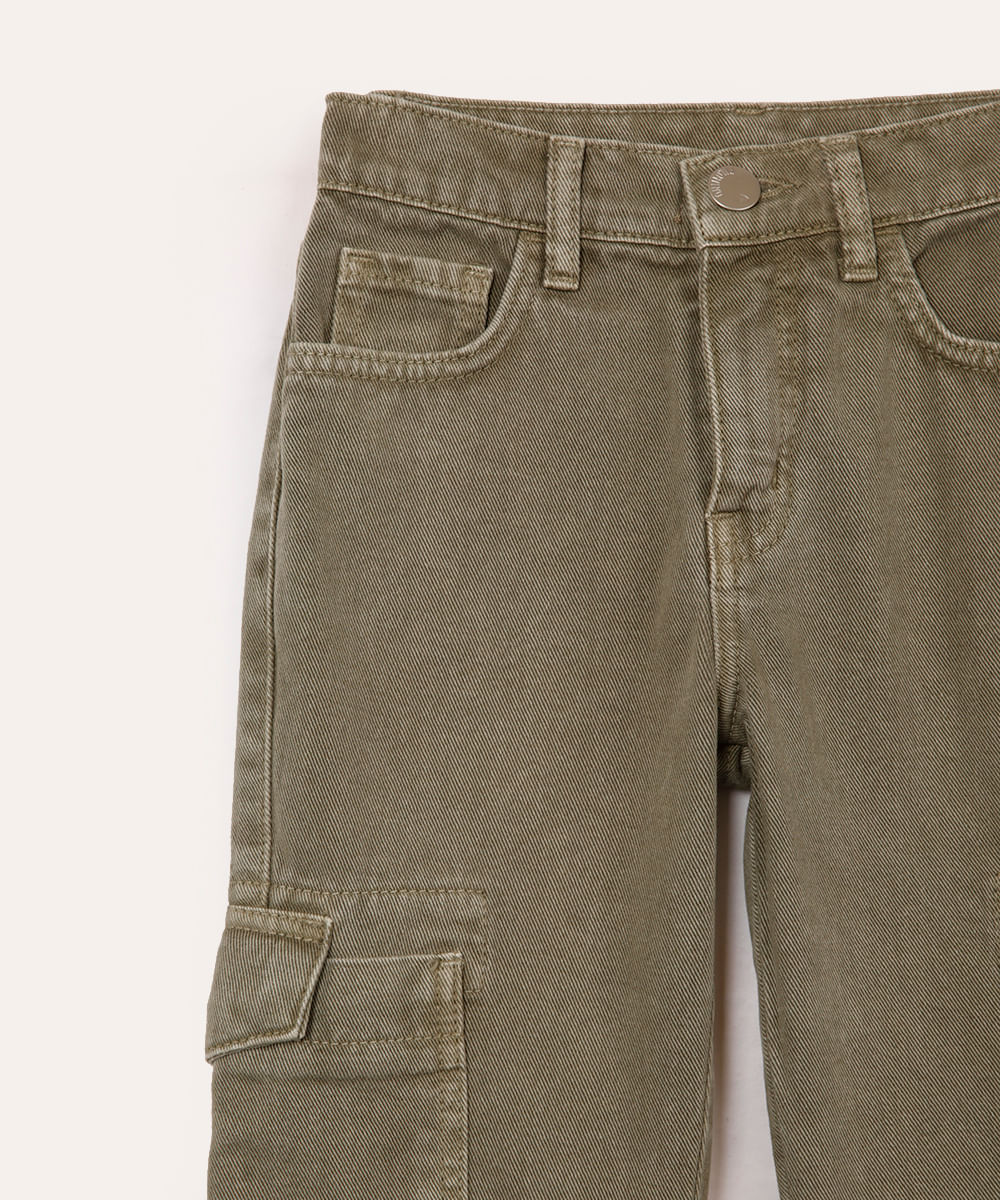 calça cargo de sarja infantil  verde