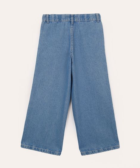calça jeans wide leg infantil azul