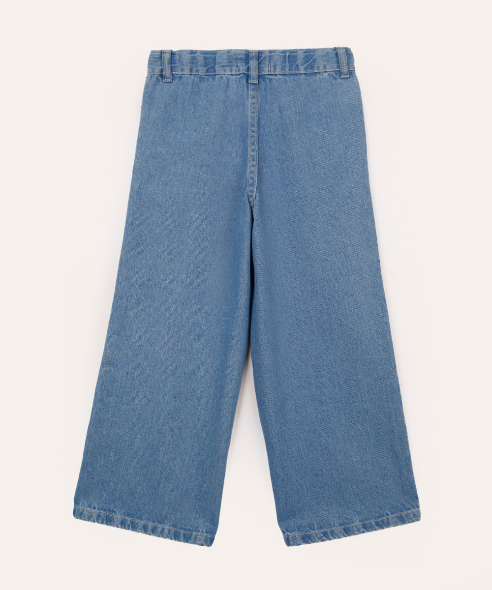 calça jeans wide leg infantil azul