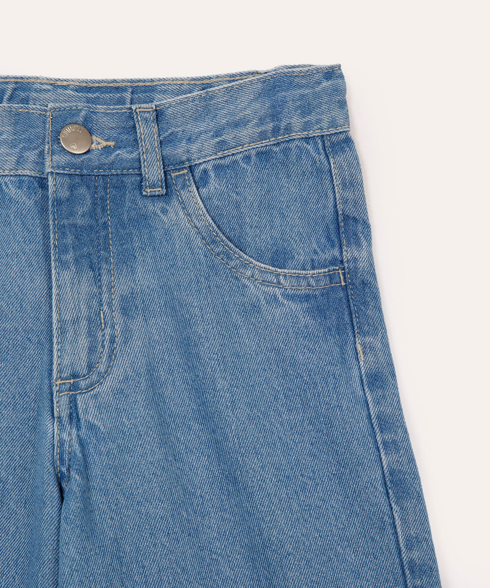 calça jeans wide leg infantil azul