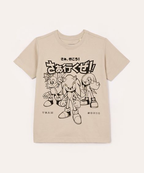 camiseta de algodão infantil sonic bege