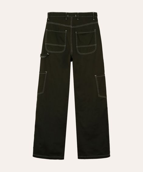 calça wide leg cargo de sarja juvenil - verde militar