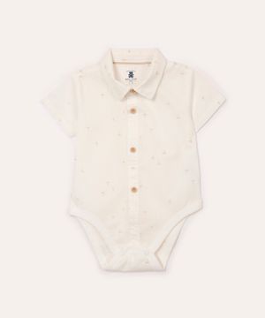 body camisa infantil de algodão coqueiros off white