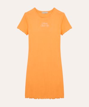vestido de algodão juvenil fru fru laranja
