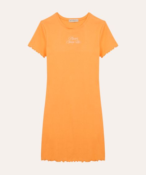 vestido de algodão juvenil fru fru laranja