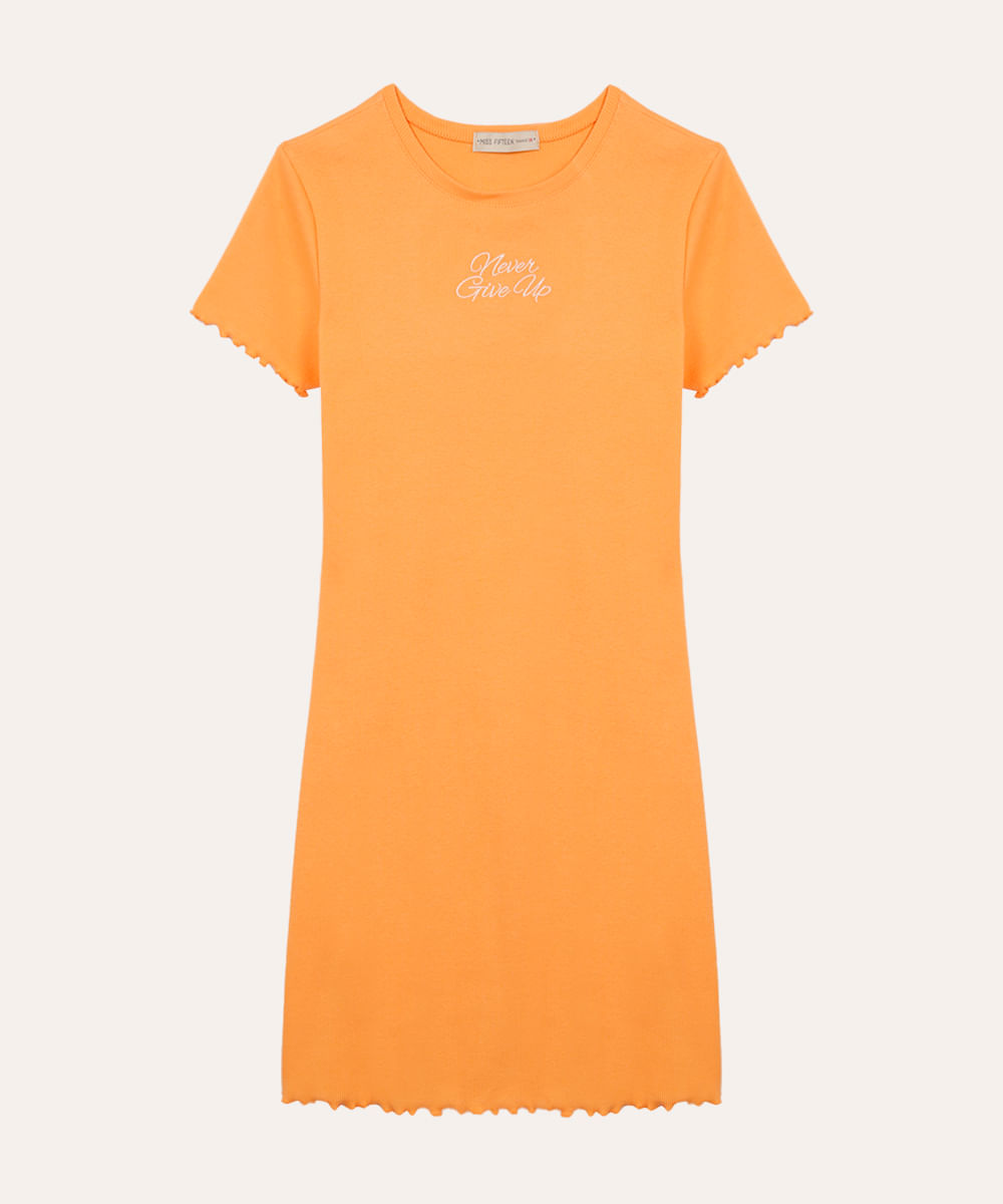 vestido de algodão juvenil fru fru laranja