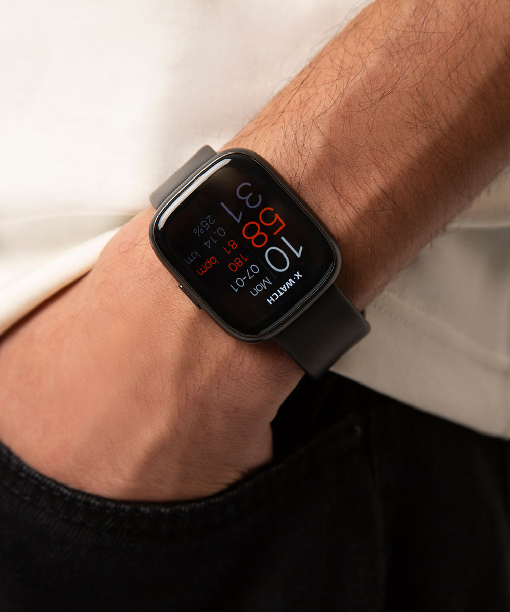 relógio masculino smartwatch com visor touch faz e recebe ligações preto