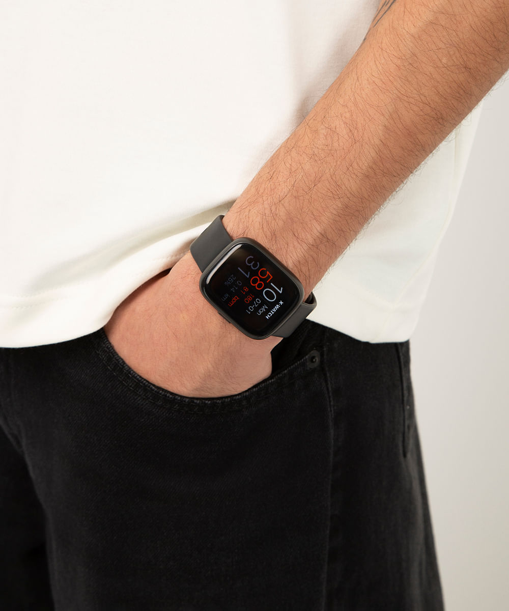 relógio masculino smartwatch com visor touch faz e recebe ligações preto