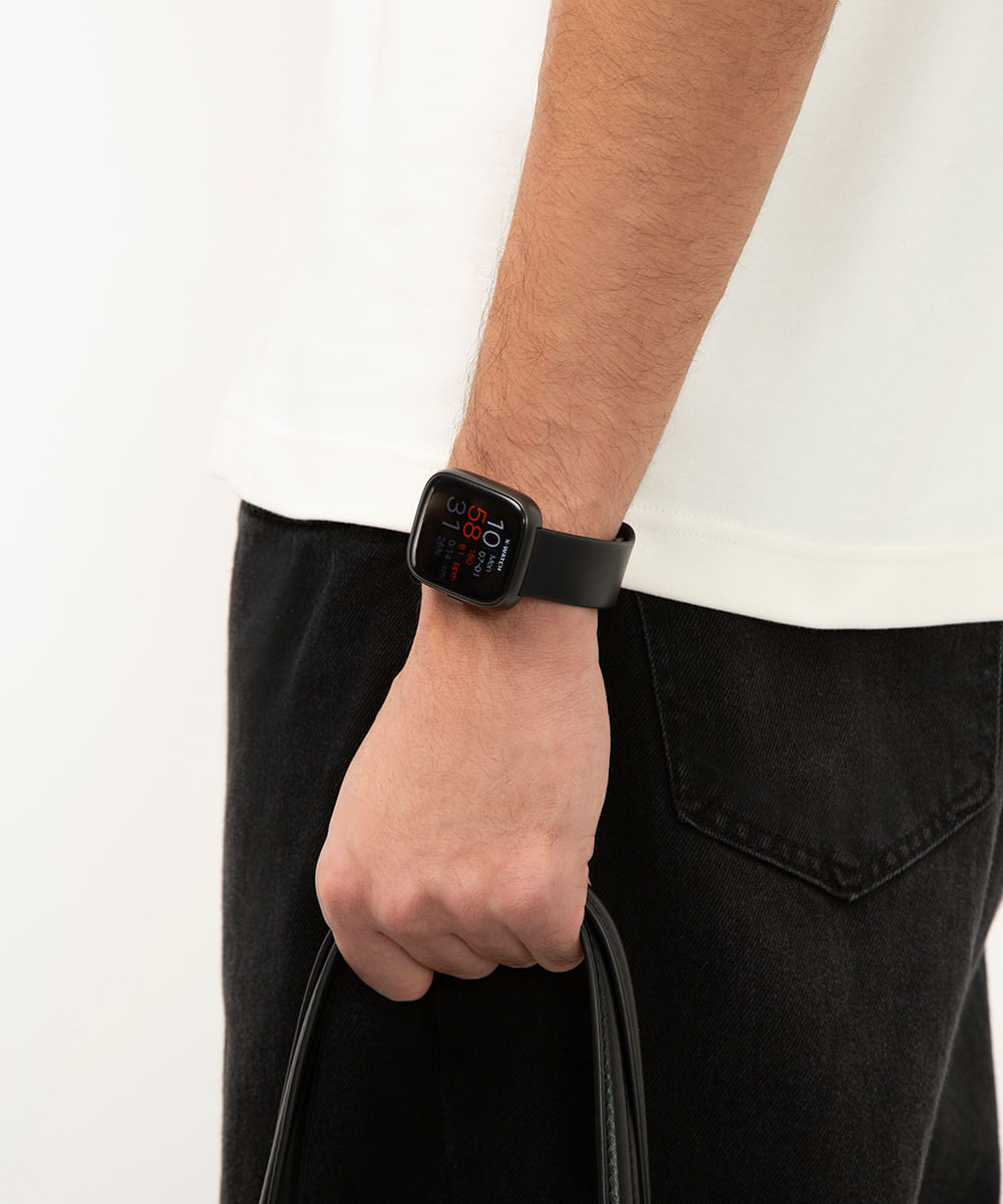 relógio masculino smartwatch com visor touch faz e recebe ligações preto