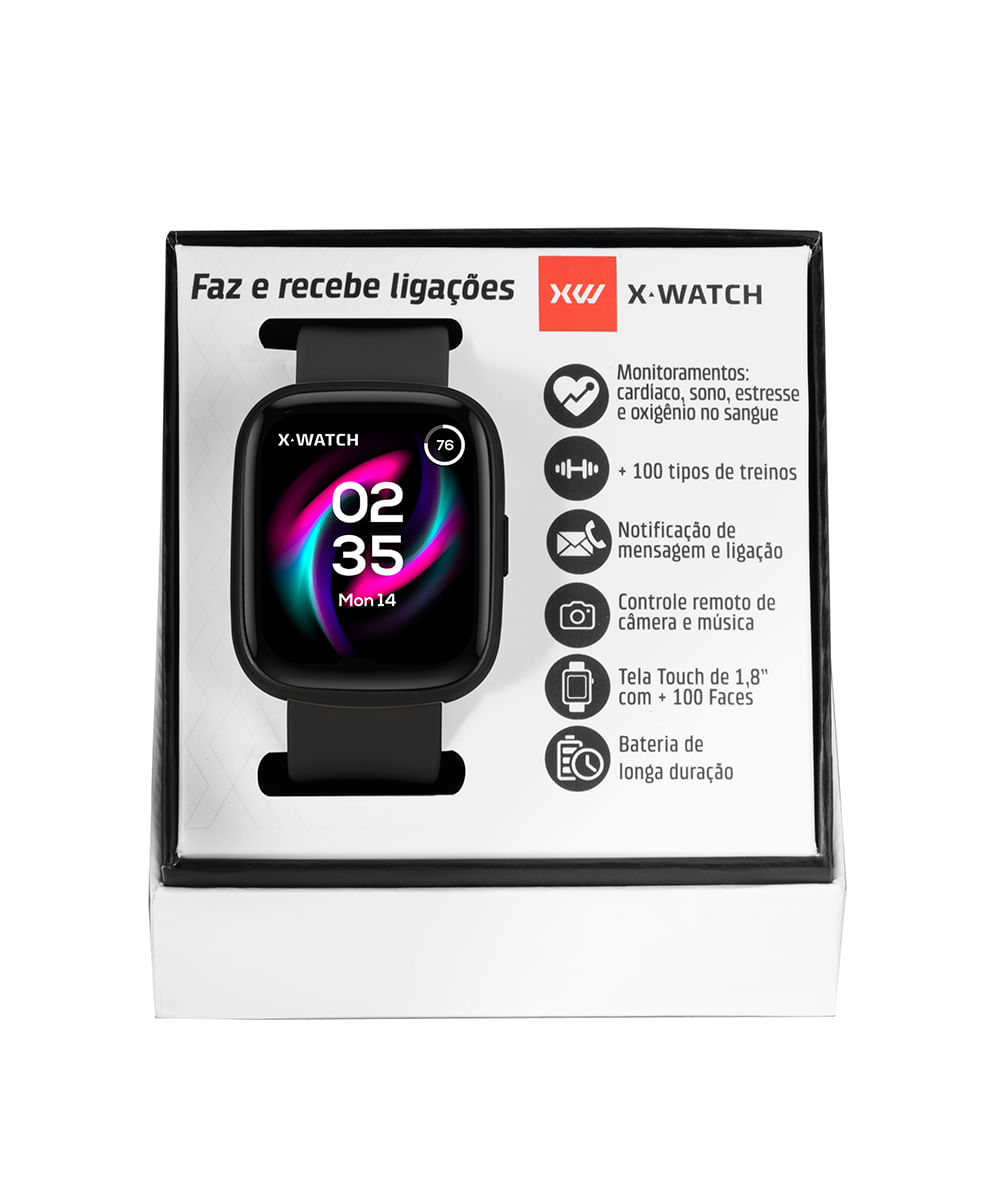 relógio masculino smartwatch com visor touch faz e recebe ligações preto