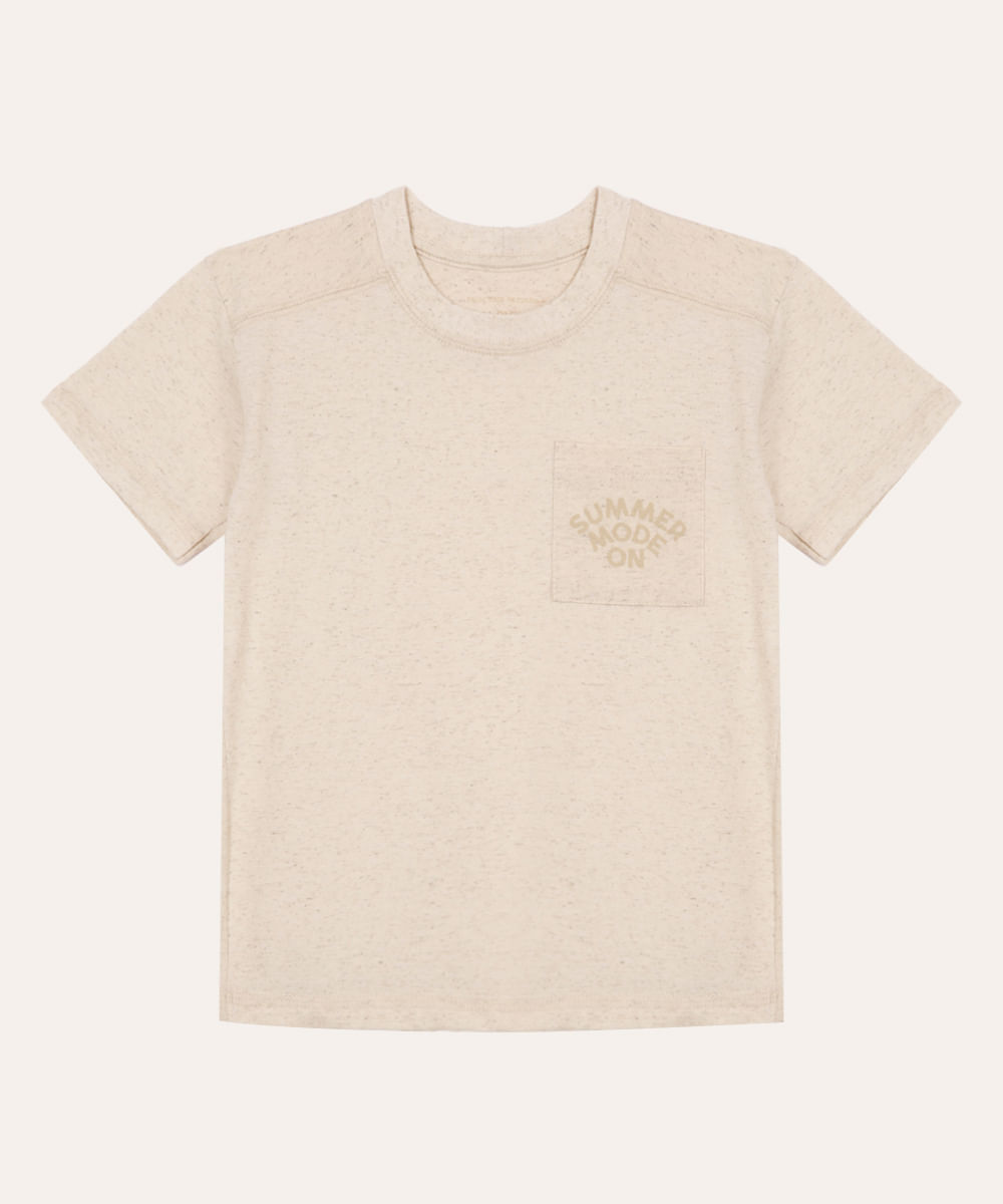 camiseta de algodão infantil summer bege