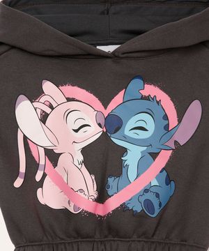 conjunto de moletom infantil angel e stitch cinza