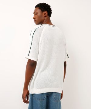 camiseta de tricot manga raglan bicolor off white