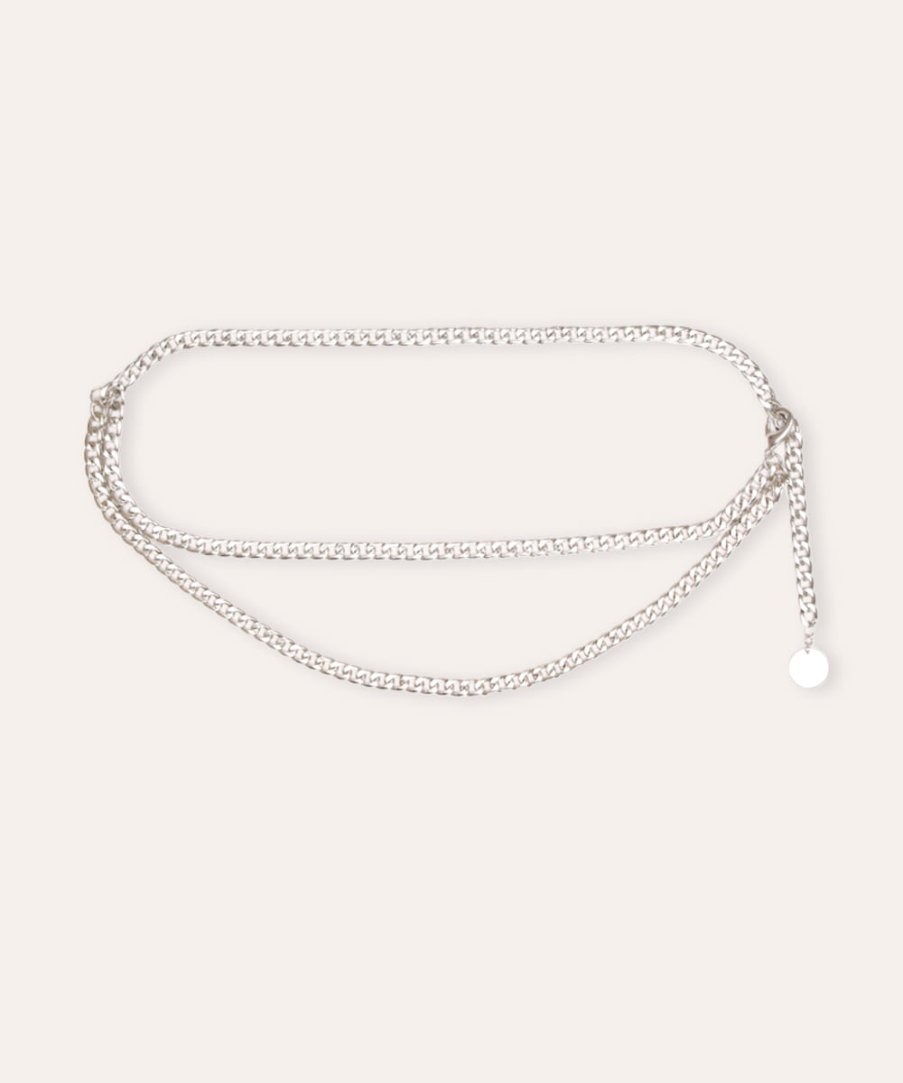 cinto corrente fino prateado