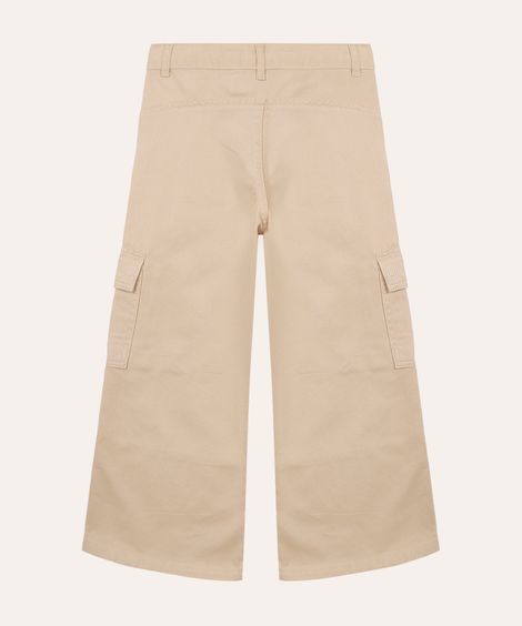 calça de sarja cargo infantil bege