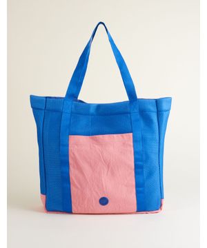 Bolsa Grande Bicolor Lona Azul